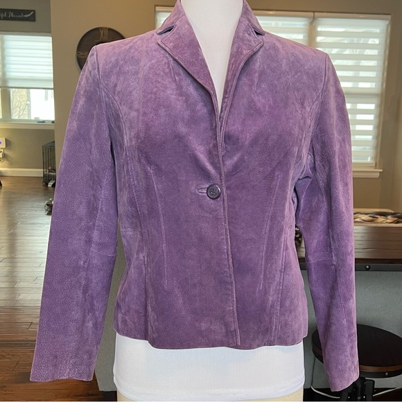 Relativity Jackets & Blazers - Vintage 90’s Relativity Purple Suede Blazer Jacket Size LP Large Petite Leather